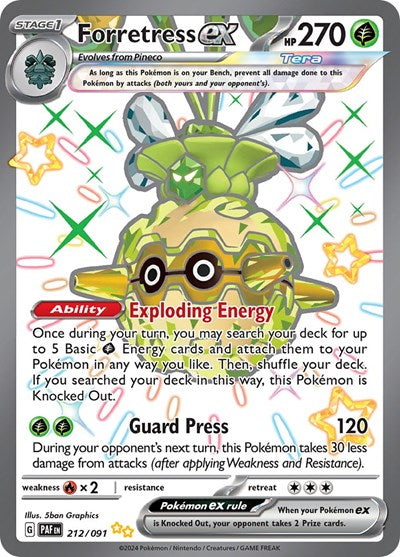Forretress ex - 212/091 (Shiny Ultra Rare) [PAF-212-SHUR]