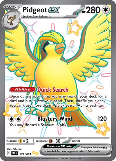 Pidgeot ex - 221/091 (Shiny Ultra Rare) [PAF-221-SHUR]