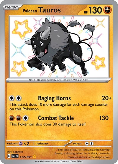 Paldean Tauros - 172/091 (Shiny Rare) [PAF-172-SHR]