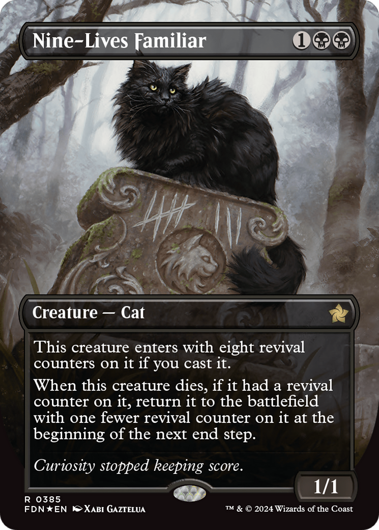 Nine-Lives Familiar - Borderless - Mana Foil - Full Art [FDN-385]
