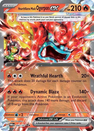 Hearthflame Mask Ogerpon ex - 040/167 (Double Rare) [TWM-040-DR]