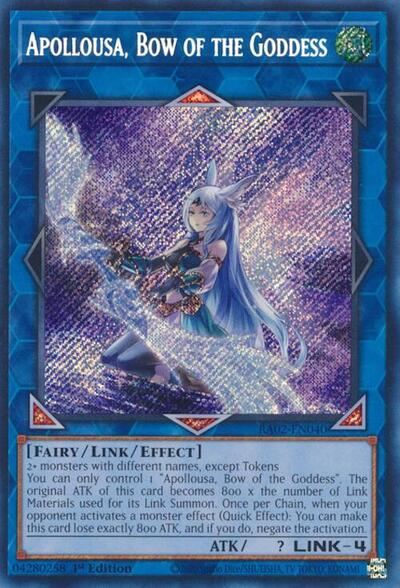 Apollousa, Bow of the Goddess (Secret Rare) (Alternate Art) [RA02-EN040-SeR]