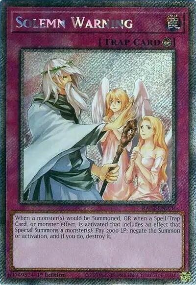 Solemn Warning (Platinum Secret Rare) [RA02-EN078-PlSR]