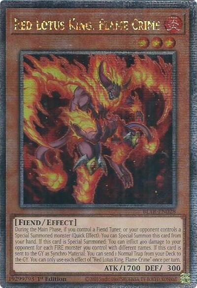 Red Lotus King, Flame Crime (Quarter Century Secret Rare) [BLTR-EN028-QCSR]
