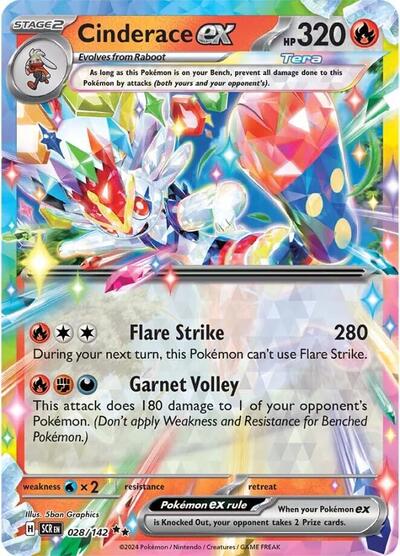 Cinderace ex - 028/142 (Double Rare) [SCR-028-DR]