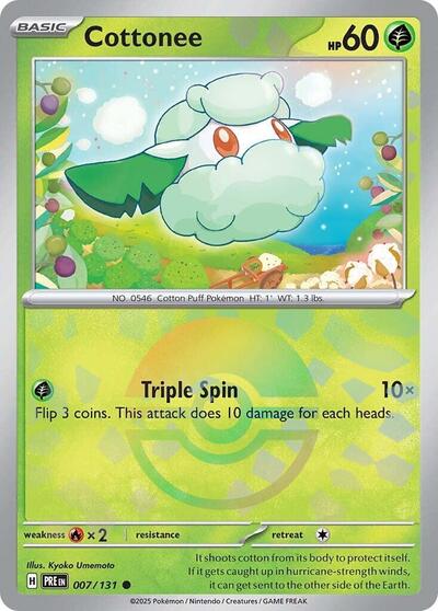 Cottonee (Poke Ball Pattern) - 007/132 (Common) [PRE-007-C]