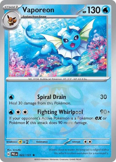 Vaporeon (Master Ball Pattern) - 022/131 (Rare) [PRE-022-R]
