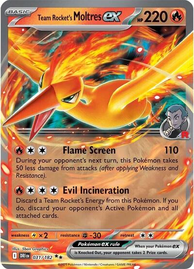 Team Rocket's Moltres ex - 031/182 (Double Rare) [DRI-031-DR]