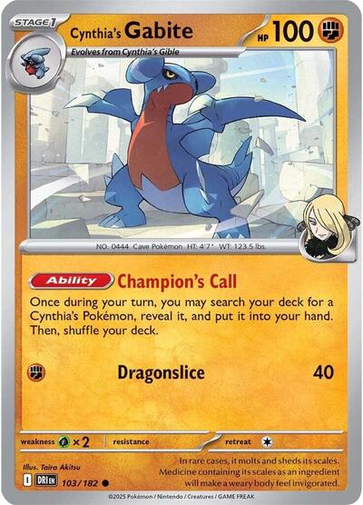Cynthia's Gabite - 103/182 (Common) [DRI-103-C]