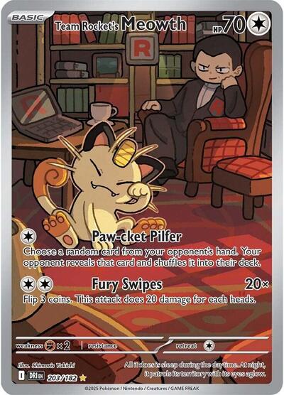 Team Rocket's Meowth - 203/182 (Illustration Rare) [DRI-203-IR]