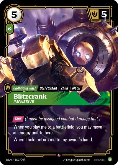 Blitzcrank - Impassive (Rare) [OGN-067-R]