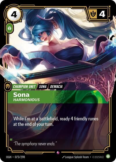 Sona - Harmonious (Rare) [OGN-073-R]