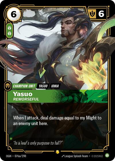 Yasuo - Remorseful (Showcase) (Alternate Art) [OGN-076a-S-ALT]
