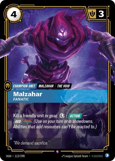 Malzahar - Fanatic (Rare) [OGN-113-R]