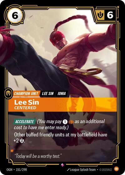 Lee Sin - Centered (Rare) [OGN-151-R]