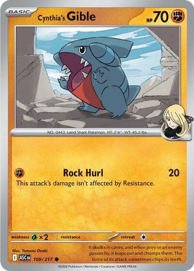 Cynthia's Gible - 109/217 (Common) [ASC-109-C]
