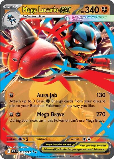 Mega Lucario ex - 113/217 (Double Rare) [ASC-113-DR]