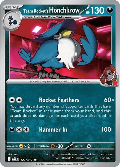 Team Rocket's Honchkrow - 127/217 (Rare) [ASC-127-R]