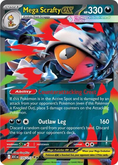 Mega Scrafty ex - 135/217 (Double Rare) [ASC-135-DR]