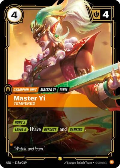 Master Yi - Tempered (Showcase) (Alternate Art) [UNL-113a-S-ALT]