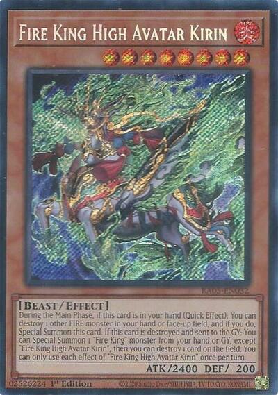 Fire King High Avatar Kirin (Secret Rare) [RA05-EN032-SeR]
