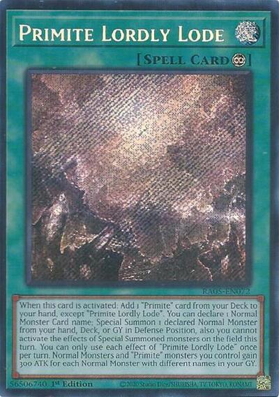 Primite Lordly Lode (Secret Rare) [RA05-EN072-SeR]