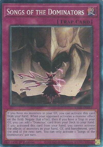 Songs of the Dominators (Collector's Rare) [RA05-EN081-CR]
