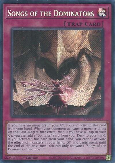 Songs of the Dominators (Secret Rare) [RA05-EN081-SeR]