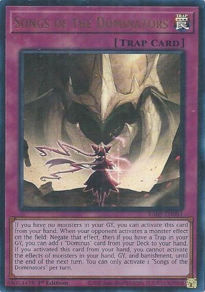 Songs of the Dominators (Ultra Rare) [RA05-EN081-UR]