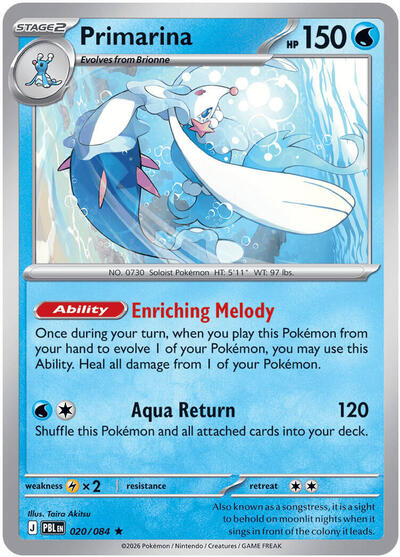 Primarina - 020/084 (Rare) [PBL-020-R]