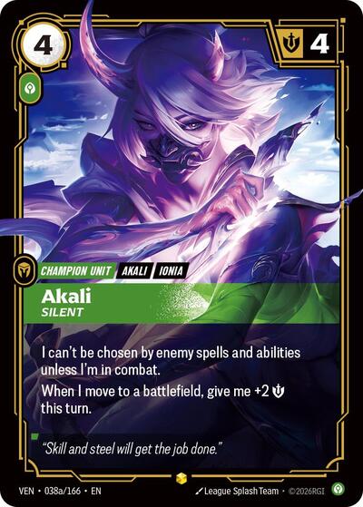 Akali - Silent (Showcase) (Alternate Art) [VEN-038a-S-ALT]