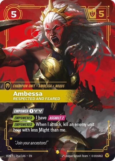 Ambessa - Respected and Feared (Showcase) (Alternate Art) [VEN-136a-S-ALT]