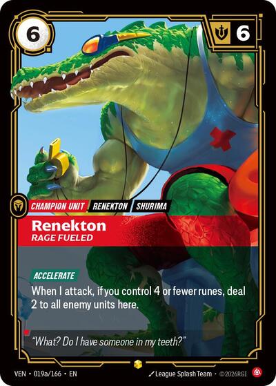 Renekton - Rage Fueled (Rare) (Alternate Art) [VEN-019a-R-ALT]