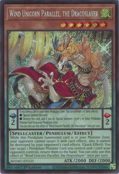 Wind Unicorn Parallel, the Dracoslayer (Secret Rare) [MAMO-EN125-SeR]
