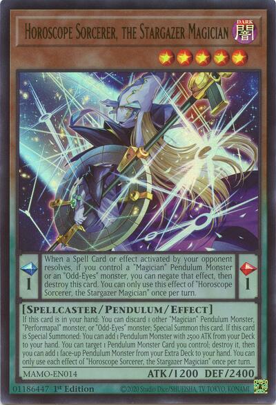 Horoscope Sorcerer, the Stargazer Magician (Ultra Rare) [MAMO-EN014-UR]