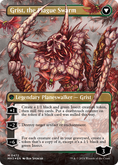 Grist, Voracious Larva // Grist, the Plague Swarm - Borderless - Textured Foil [MH3-472]