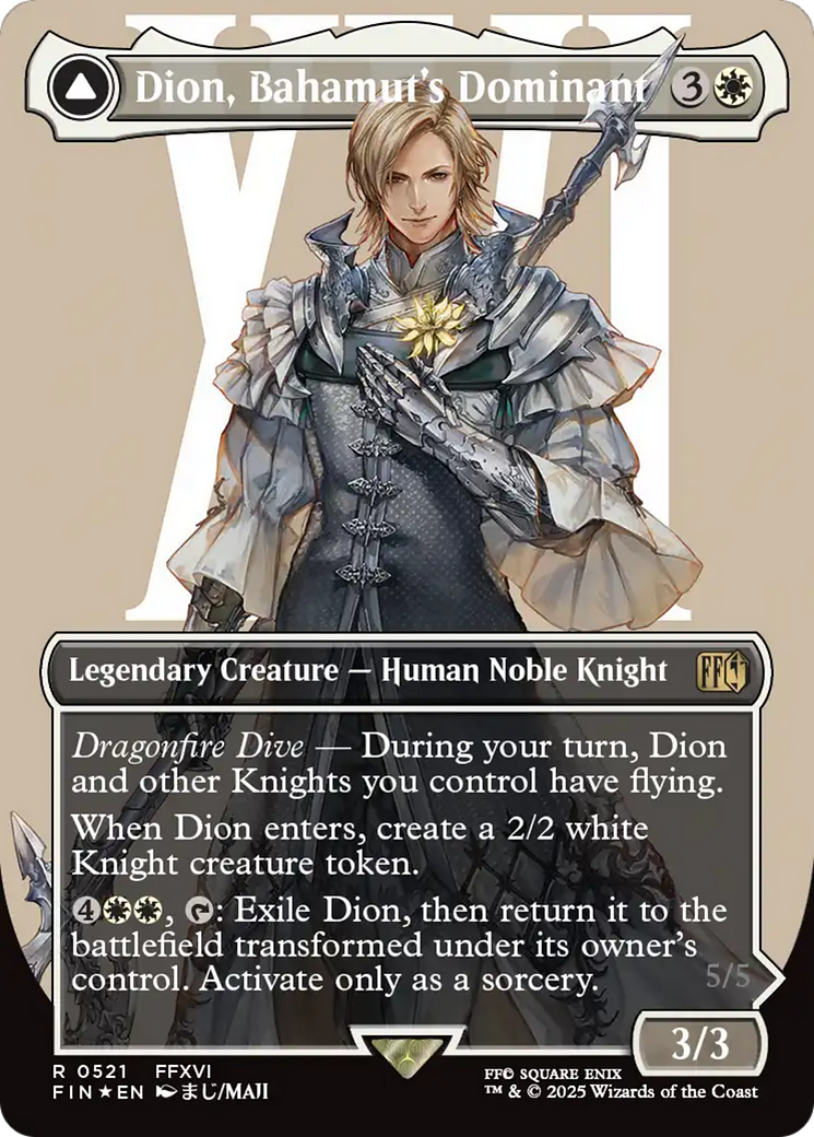 Dion, Bahamut's Dominant // Bahamut, Warden of Light - Borderless - Surge Foil - Full Art [FIN-521]