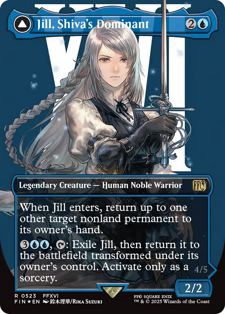 Jill, Shiva's Dominant // Shiva, Warden of Ice - Borderless - Surge Foil - Full Art [FIN-523]