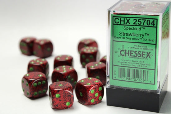 Speckled Strawberry 16mm d6 Dice Block (12 dice)