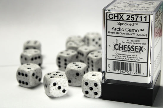 Speckled Arctic Camo 16mm d6 Dice Block (12 dice)