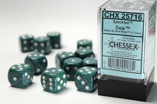 Speckled Sea 16mm d6 Dice Block (12 dice)