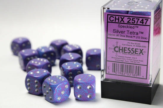Speckled Silver Tetra 16mm d6 Dice Block (12 dice)