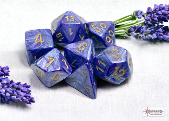 Lustrous Purple/gold Polyhedral 7-Dice Set