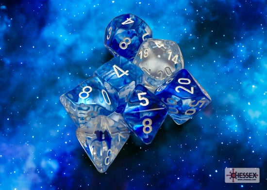 Nebula Dark Blue/white Polyhedral 7-Dice Set