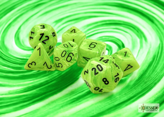 Vortex Bright Green/black Polyhedral 7-Dice Set