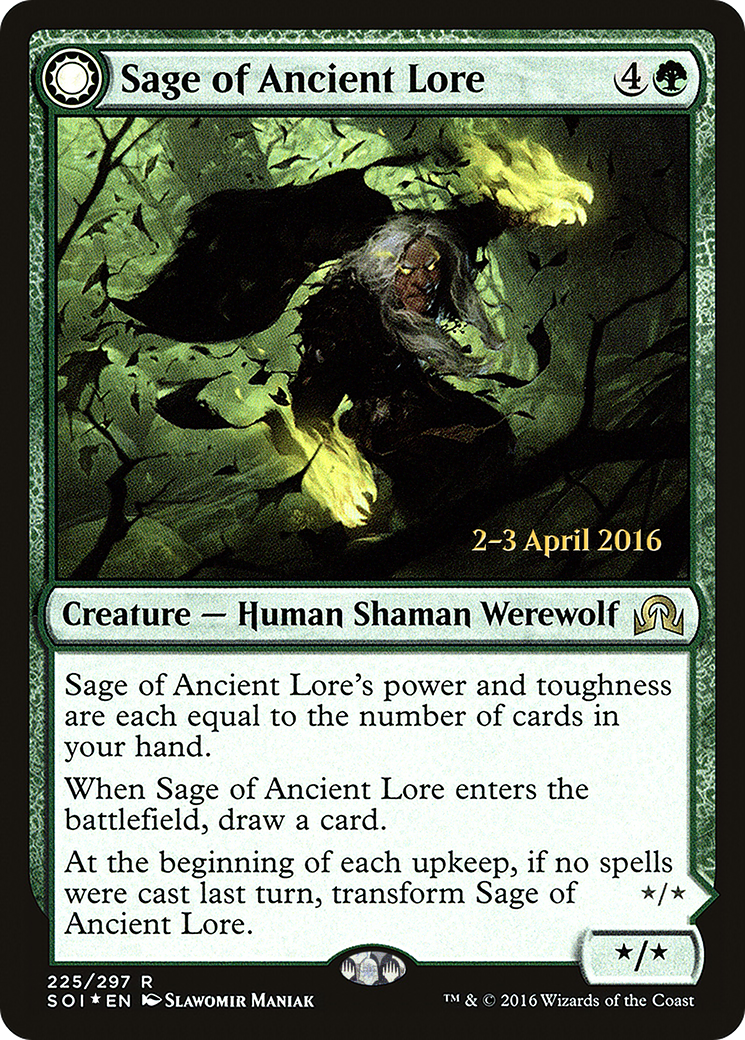 Sage of Ancient Lore // Werewolf of Ancient Hunger - Prerelease Promo [PSOI-225s]