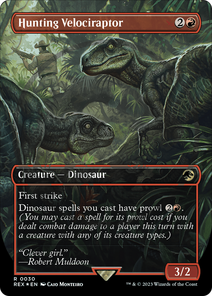 Hunting Velociraptor - Borderless - Embossed [REX-30]