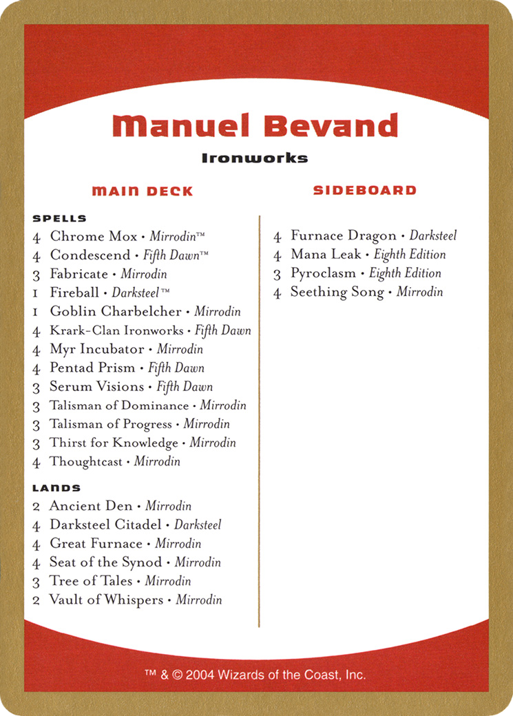 Manuel Bevand Decklist [WC04-mb0b]