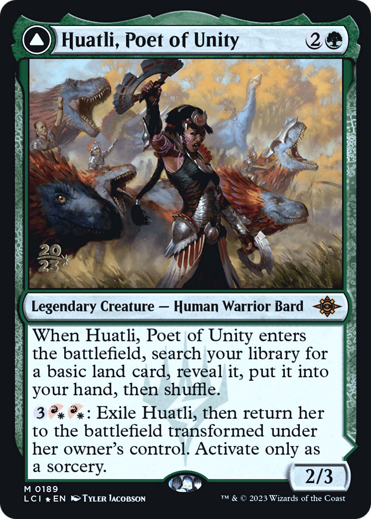 Huatli, Poet of Unity // Roar of the Fifth People - Prerelease Promo [PLCI-189s]