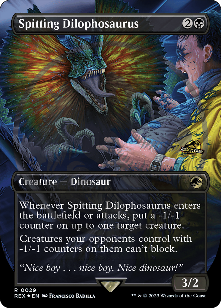 Spitting Dilophosaurus - Borderless - Embossed [REX-29]